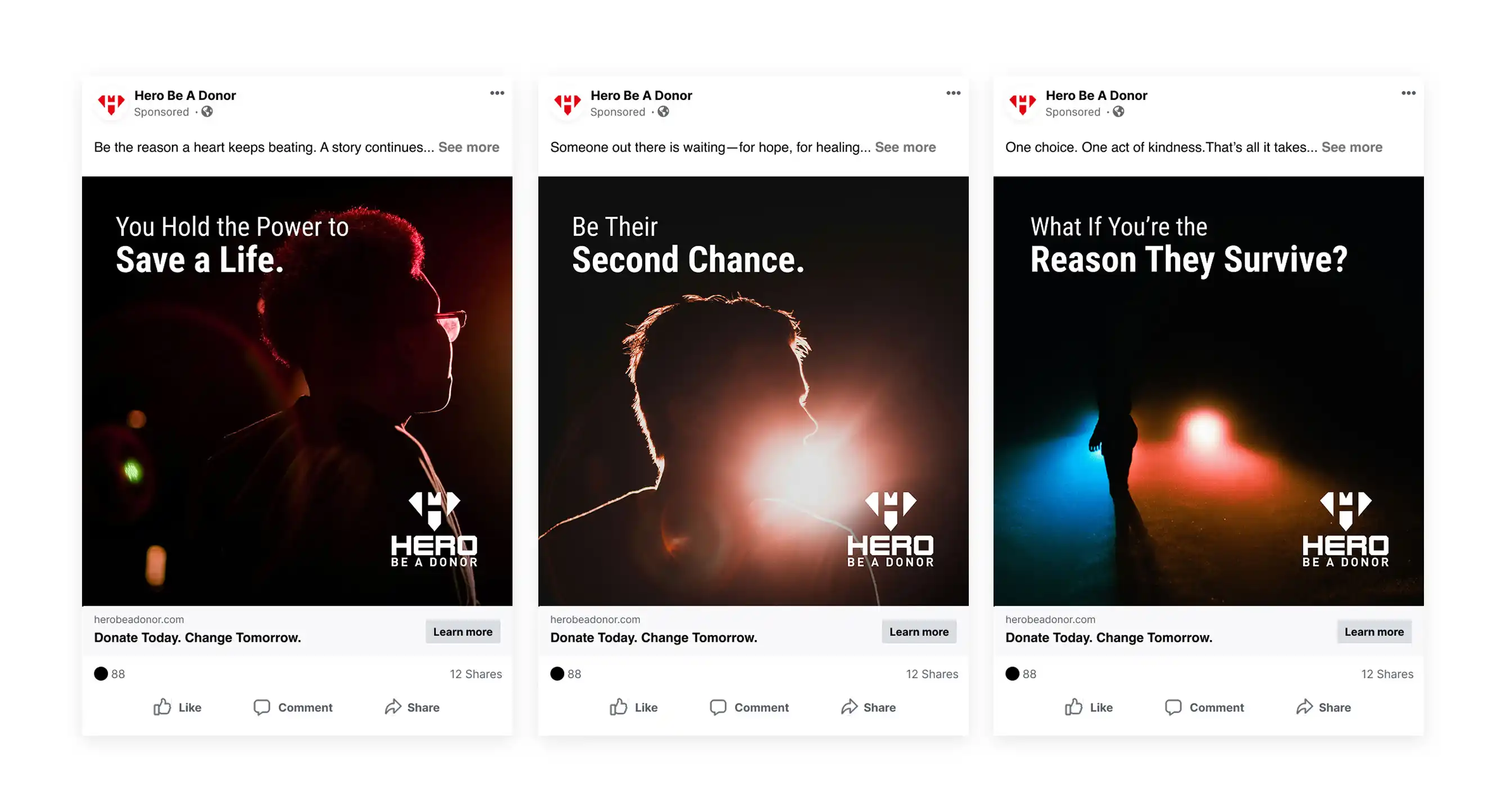 Hero Be A Donor Paid Media camapign mockup