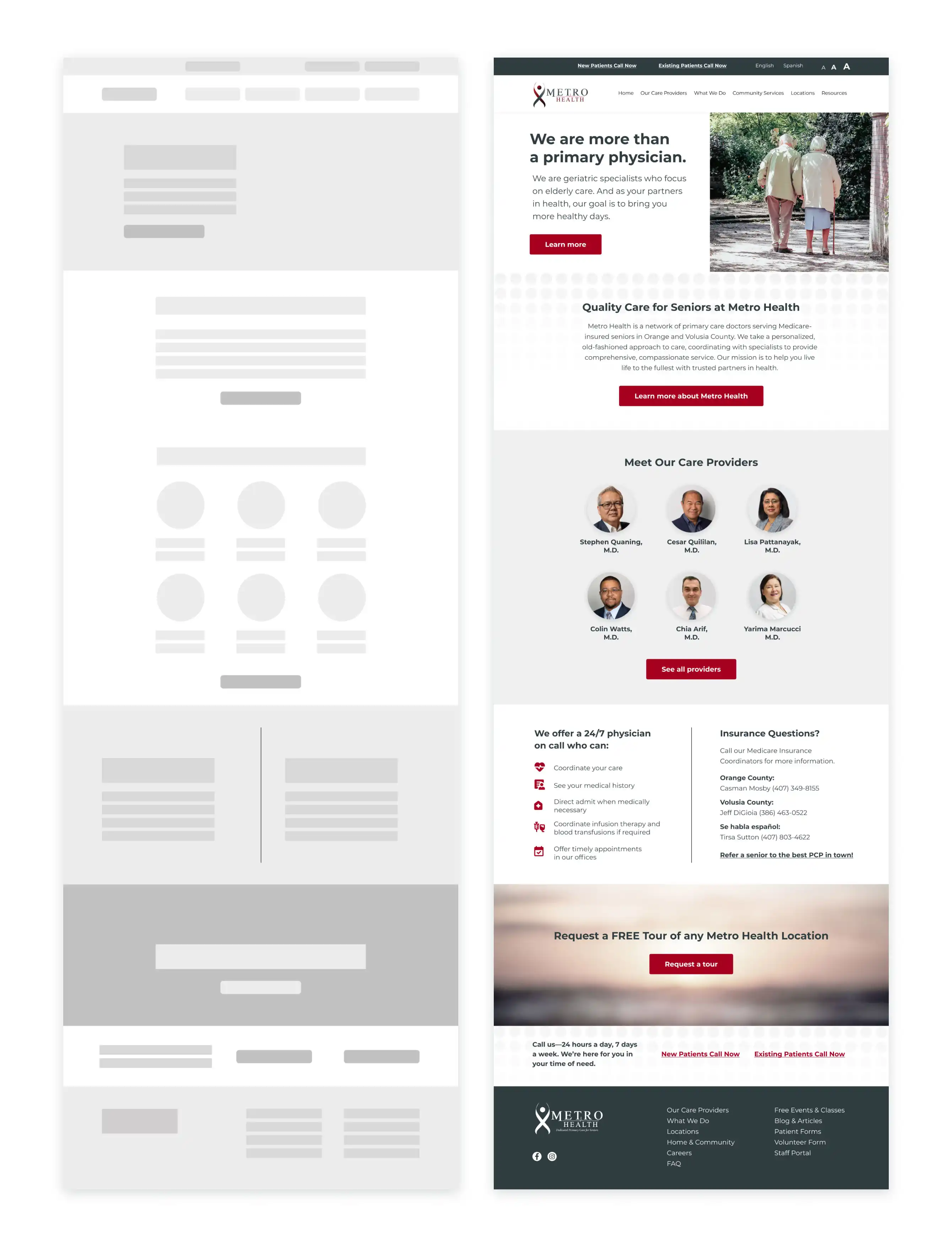 MetroHealth Homepage Wireframe & Mockup